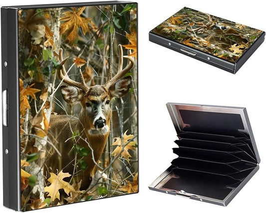RFID Metal Wallet Credit Cards Holder Slim Mini Business Card Holder Metal ID Case Gift for Men Women,Camouflage Deer
