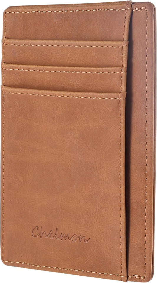 Chelmon Slim Wallet for Men, Minimalist Front Pocket RFID Blocking Credit Card Holder