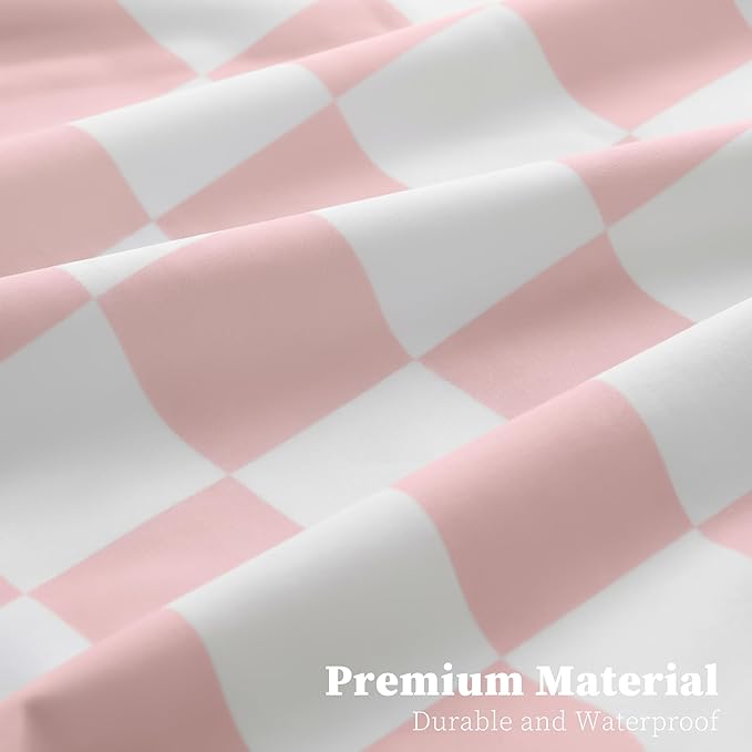 Ohocut Pink Checkered 2 Pcs Large Travel Laundry Bags for Dirty Clothes, Aesthetic Trendy Waterproof Washable Laundry Bag with Handle for Girls Women, Travel, Gym, Swimming Pool