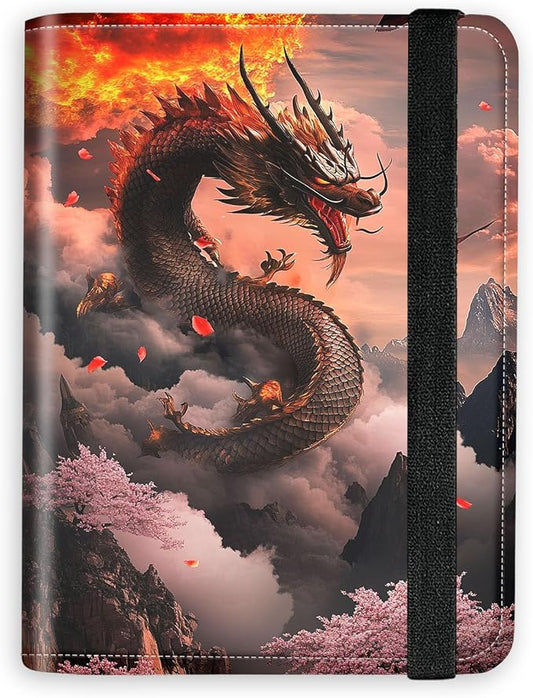 [Majestic Dragon Ultra-Slim Passport Holder Wallet with Pen Loop, RFID Blocking Faux Leather Travel Passport Cover, Compact Boarding Pass & Card Case Organizer for Women & Men