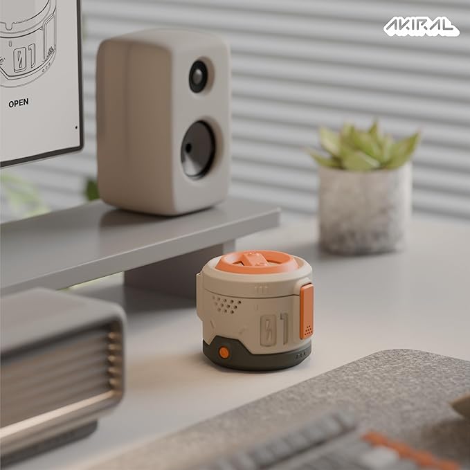 Decorative Storage Box with Lid & Metal Liner, Multifunctional Desk Organizer for Home or Office, 3D Printed Modern Container | Grey/Orange, 4"x4"x3.5"