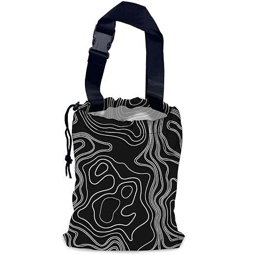 Vintage Heights Lines Map Car Garbage Bag,Waterproof Small Car Trash Bag Hanging Back of Seat,Drawstring Hanging Car Trash Bag with Adjustable Buckle for Car Accessories
