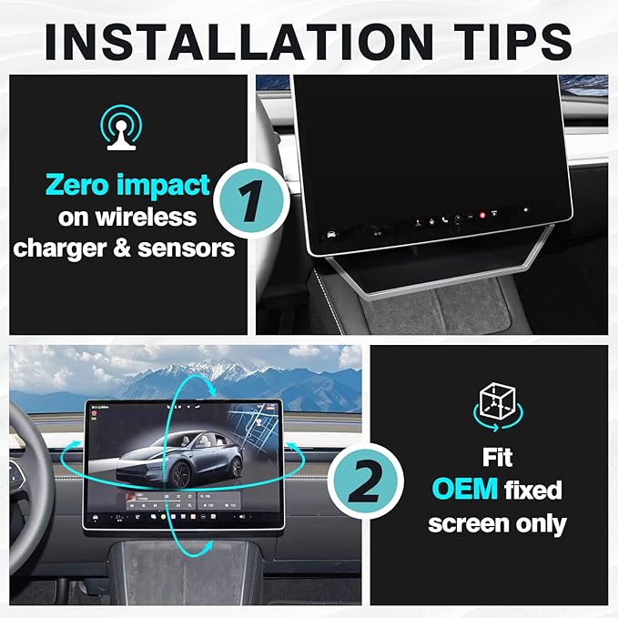 BestEvMod for 2026+ Tesla Model Y Juniper/2026 2025 2024+ Model 3 Highland Upgrade Under Screen Storage Strong Magnet Install No Tape Needed with Protective Edge for Screen Corners OEM Design