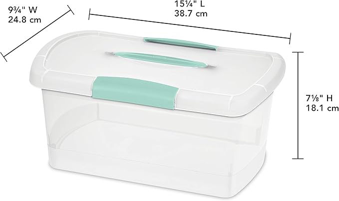 Sterilite 6 Pack Stackable Storage Bin with Latch Lid, Medium Nesting ShowOffs, Clear