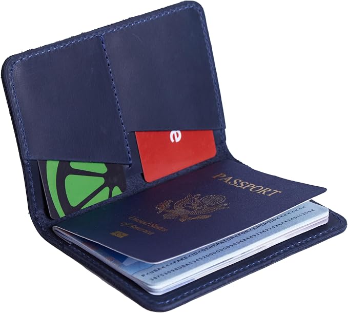 INCARNE US Leather Passport Holder for Travel - Passport Case - Passport Wallet for Men - Passport Cover for Women Sleeve Protector - Travel Essentials Vacation Luggage Travel Gifts - Vintage Blue