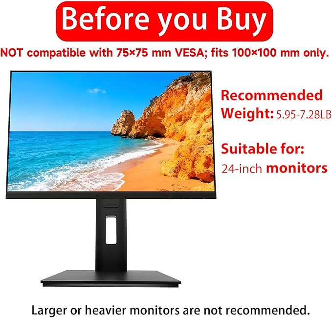 2026 Version Ergonomic VESA Monitor Stand, 150mm Spring Height adjustment,, Tool-Free Base, Swivel, Tilt & Rotation, for 22??6" Monitors, 5.95??.28 lb, 100x100mm Vesa Mount (5.95ï½?.28LB)