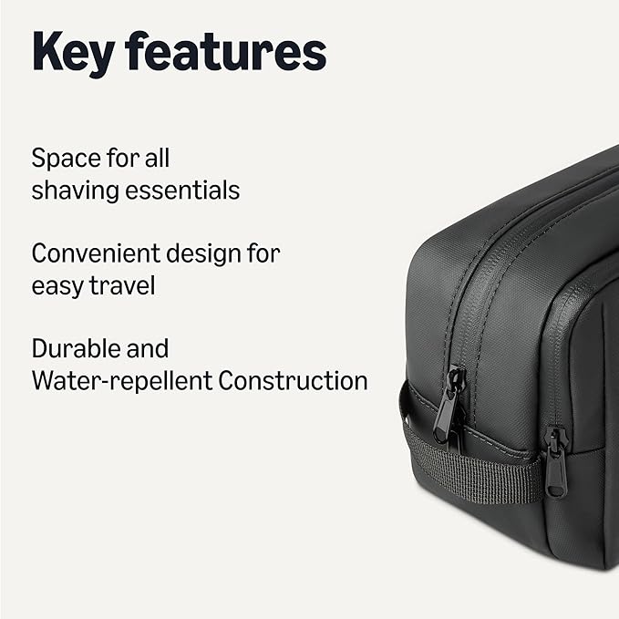 Amazon Essentials Large Travel Cosmetic Bag, Dopp Kit, Shaving Bag, Black