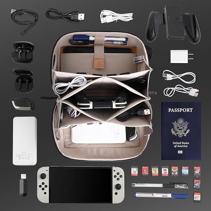 simtoper Electronic Organizer Travel Case Bag for Cables, Switch, SD card, Passport and More – Ultimate Protection & Portability Waterproof (Black)