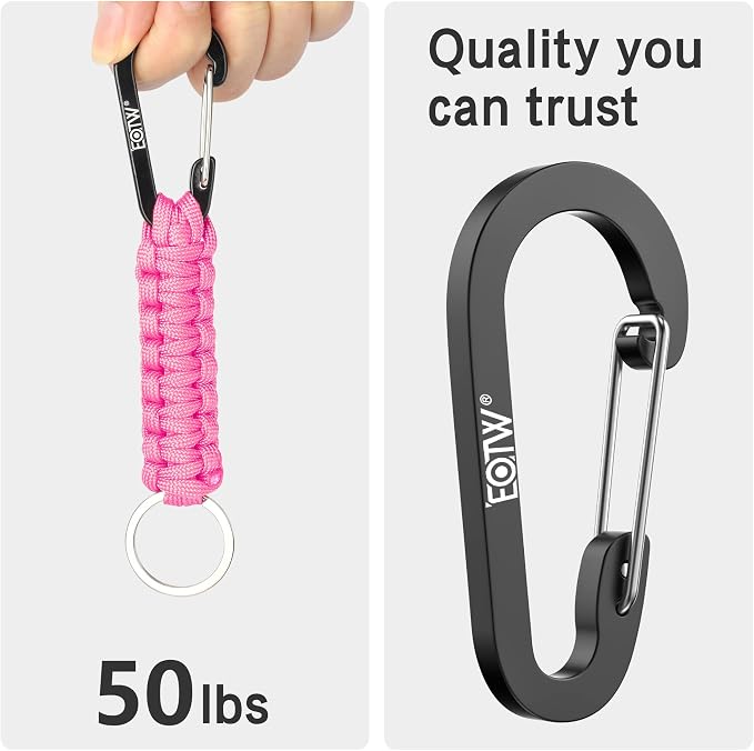 EOTW Carabiner Keychain,Paracord Keychain Small Aluminum Clip D Ring for Camping, Hiking, Fishing, Or As A Key Organizer