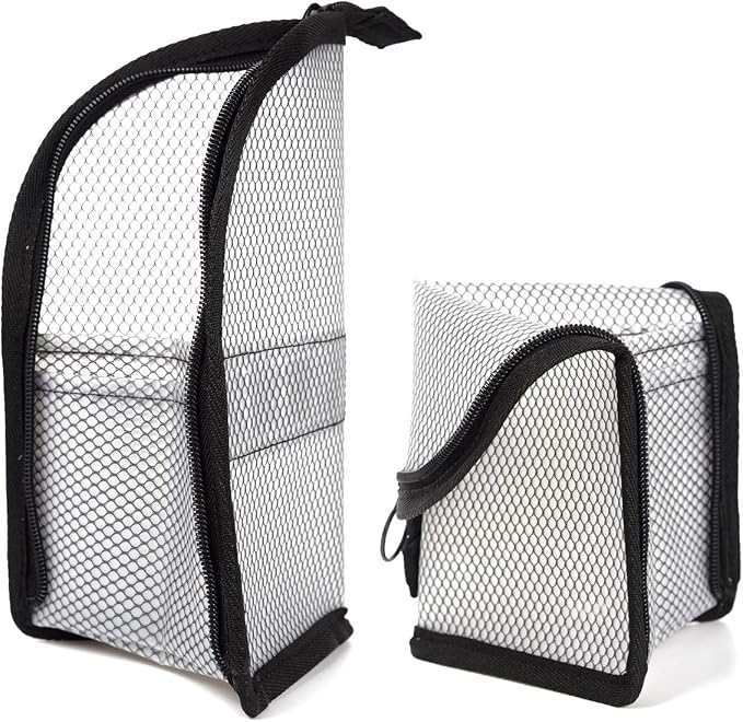 patu Standing Travel Toiletry Bag - Transparent Waterproof PVC Mesh Pouch with Triangle Design for Bathroom Essentials & Personal Care, 2 Packs, Black