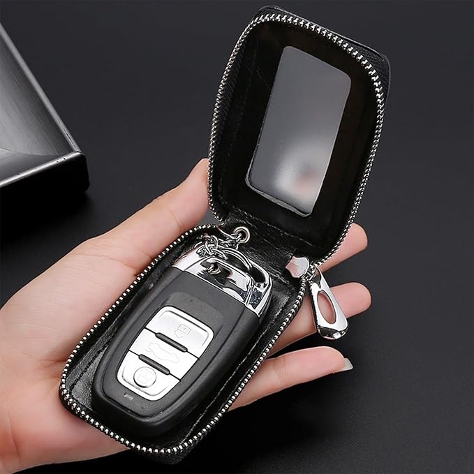 vvag Premium Car Key Fob Case Genuine Leather Car Smart Key fob Holder Car Remote Keychain Bag Universal