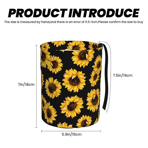 Car Garbage Bag Abstract Yellow Sunflower Mini Car Trash Bin Portable Collapsible Waterproof Rubbish Bag for Car Accessories Back Front Seat Cup Holder