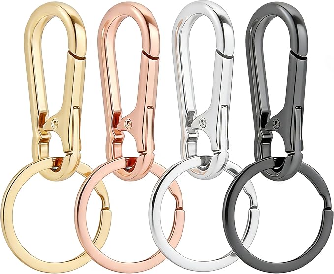Metal Key Chain Sturdy Keyring Clip Holder for Car and Home Keys, Keychains For Men and Women 4 Pack DIY