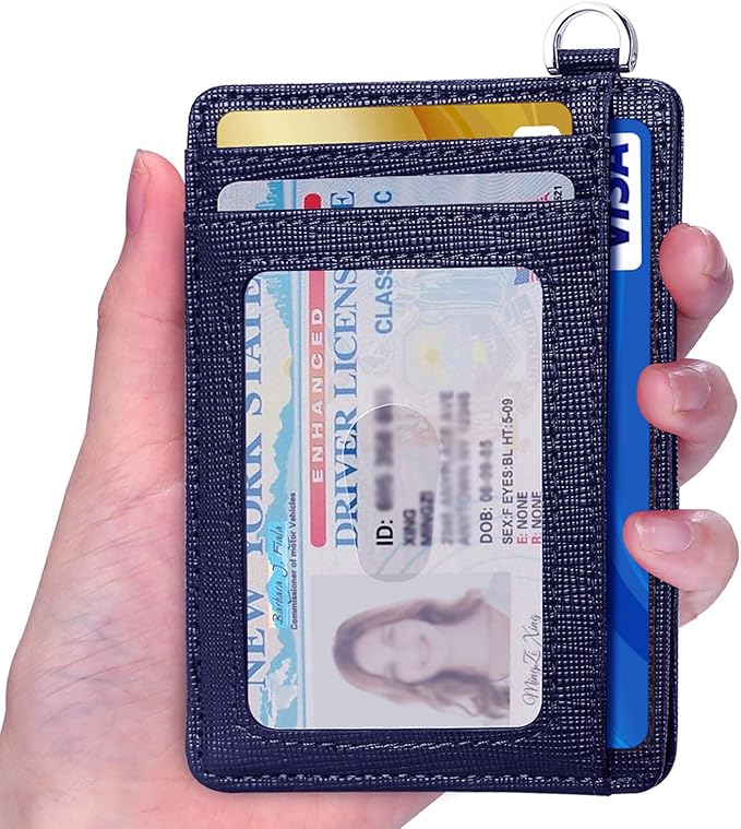 EcoVision Slim Minimalist Front Pocket Wallet, RFID Blocking Credit Card Holder Wallet with Detachable D-Shackle for Men Women