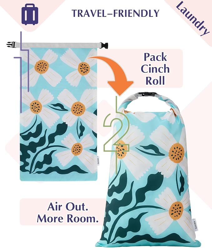 Gonex Compression Packing Cubes, 10pcs Expandable Storage Travel Luggage Bags Organizers with Hanging Toiletry Bag Laundry Bag Shoe Bag Accessories Bag, Travel Cubes for Suitcase Carry On (Flowers)