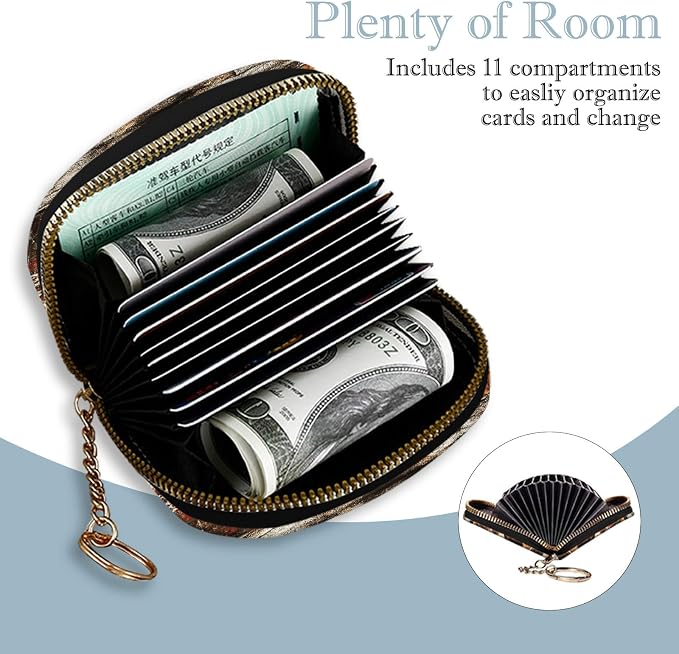 Women's Slim RFID Wallet – Compact Leather Card Holder Wallet for Women, 9 Card Slots RFID Blocking Credit Card Organizer, Small Travel Wallet - American Flag and Deer