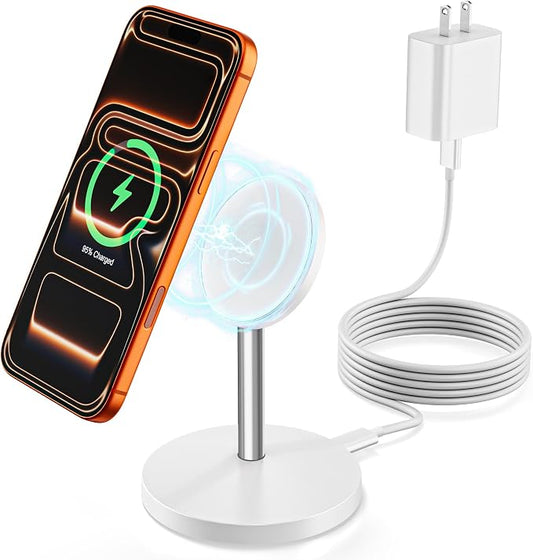 Magnetic Wireless Charger Stand, 25W Fast Mag Safe Charger iPhone Stand, 6FT Magnet Wireless Charging Station Pad with 35W Adapter for iPhone 17 Air 17 Pro 17 Pro Max 16 15 14 13 12, AirPods Pro 2/3/4