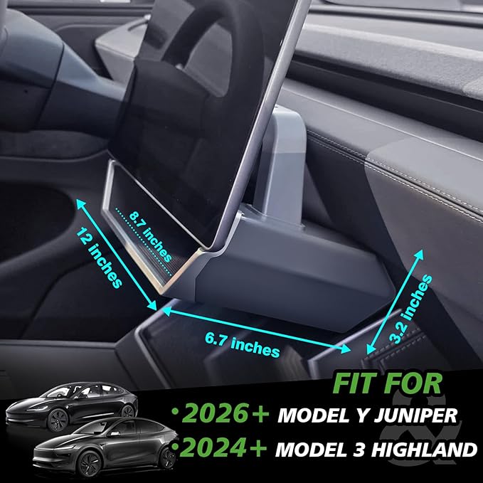 BestEvMod for 2026+ Tesla Model Y Juniper/2026 2025 2024+ Model 3 Highland Upgrade Under Screen Storage Strong Magnet Install No Tape Needed with Protective Edge for Screen Corners OEM Design