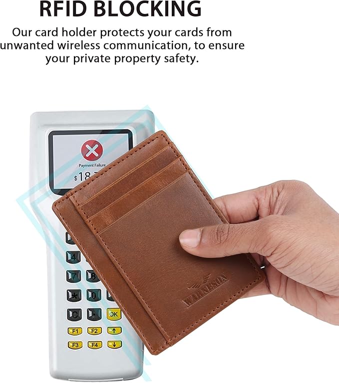 Ultra Slim Leather Wallet Just 0.12 Thick, 6 Card Slots, RFID Blocking, Soft, Durable, Minimalist Genuine Leather, Credit Card Holder for Men & Women Great Gift