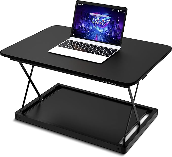 Uncaged Ergonomics Changedesk Mini Small Standing Desk Converter Height Adjustable Desktop Sit-To-Stand Up Desk Riser Laptop Table Top Standing Converter, Black