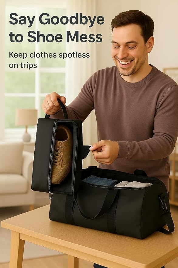 Shoe Bag for Travel Water Resistant Shoe Organizer with Transparent PVC Window, Carry Handle, Heavy-Duty Zipper, Fits Men's Size 11, for Golf, Gym, Sports & Soccer Cleats- (Pack of 3)