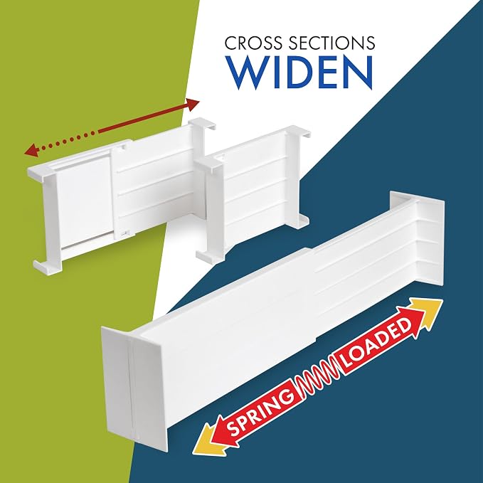 Dial Industries Dresser Drawer Dividers, 4 Pk + 3 Cross Dividers, 4.5" Deep