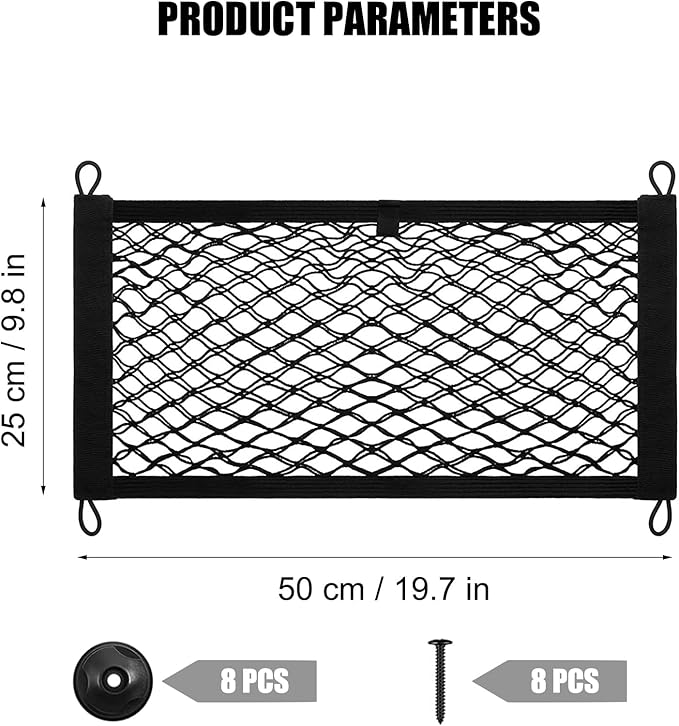 2 Pack Cargo Storage Net, DEDC 19.7x9.8 Cargo Net Pocket Universal Accessories Elastic Automotive Large Cargo Net Storage Mesh Pocket for Truck Car SUV Boats
