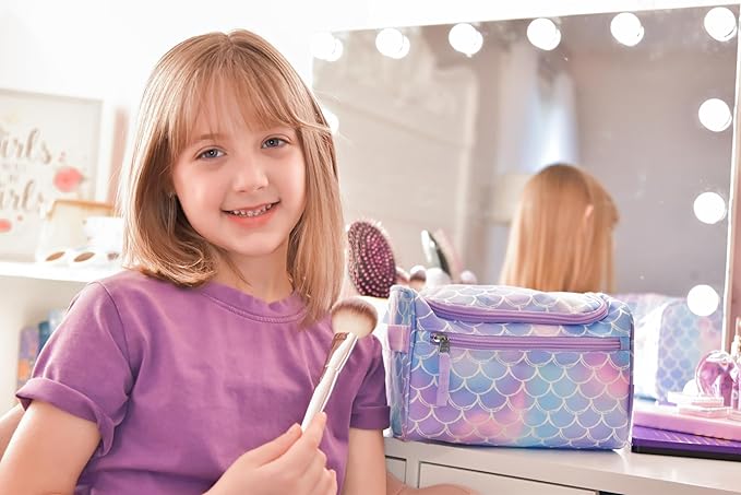 Choco Mocha Kids Toiletry Bag for Girls, Travel Hanging Waterproof Cute Toiletry Bag for Teens Girls Christmas Gifts, Tie Dye, Colorful
