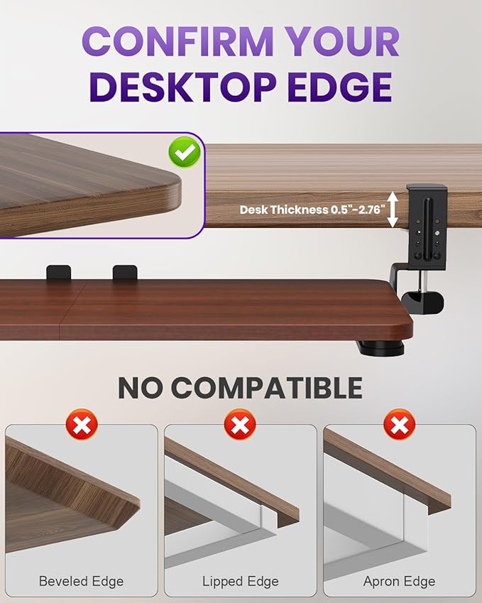 Ergonomic Mouse & Keyboard Tray Under Desk, Pull Out with Adjustable C-clamp, 20 (25.9 Including Clamps) x 11.8 Inch Slide Out Computer Keyboard Drawer Mouse Tray for Typing, Walnut