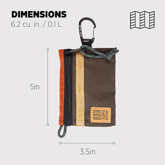 Topo Designs Accessory Bags, Travel Organizer Accessories for Smaller Items, Durable Storage Pouch, 3 Sizes, Fully Lined Pack Cloth (Mountain, Woodland/Terracotta)