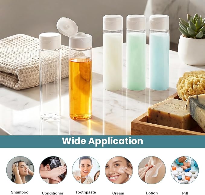 Cosywell Travel Bottles for Toiletries 5 Pack 3.4oz Shampoo Bottles TSA Approved Travel Size Containers Toiletry Bottles Wide Mouth Leak Proof Squeeze Bottle for Lotion Toothpaste(Clear)