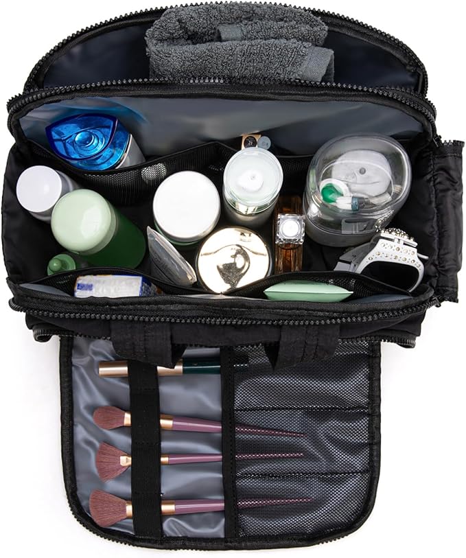 Montana West Travel Toiletry Bag for Women, Large Capacity Makeup Organizer, Lightweight Puffy Cosmetic Bag with Waterproof Lining, Front & Back Zipper Pockets, Travel Essentials Bag