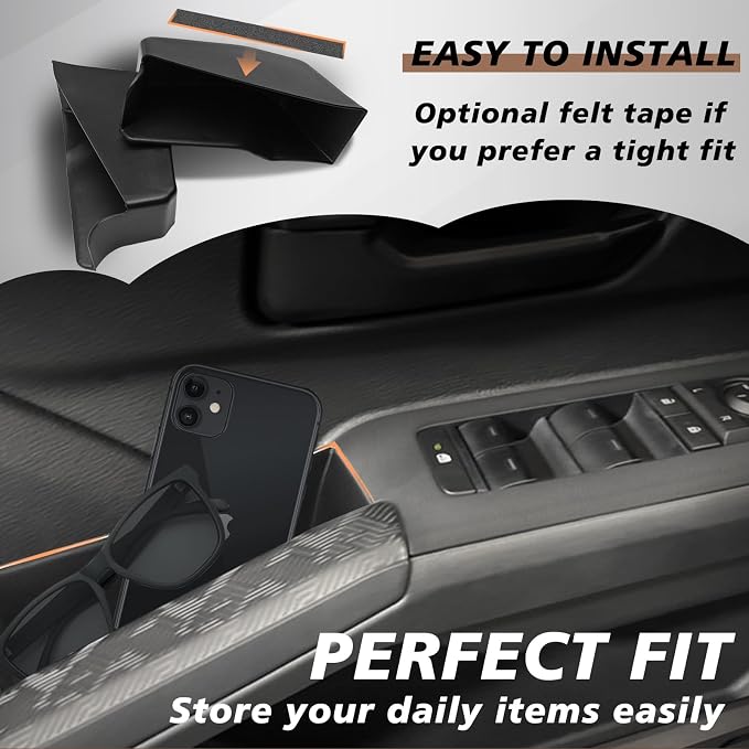 Muslogy Front Door Handle Inserts Box Interior Storage Organizer Compatible with 2024 2025 2026 Toyota Tacoma&2025+ 4Runner Accessories Door Grab Handle Pocket Side Armrest Phone Pocket Organizer 2PCS