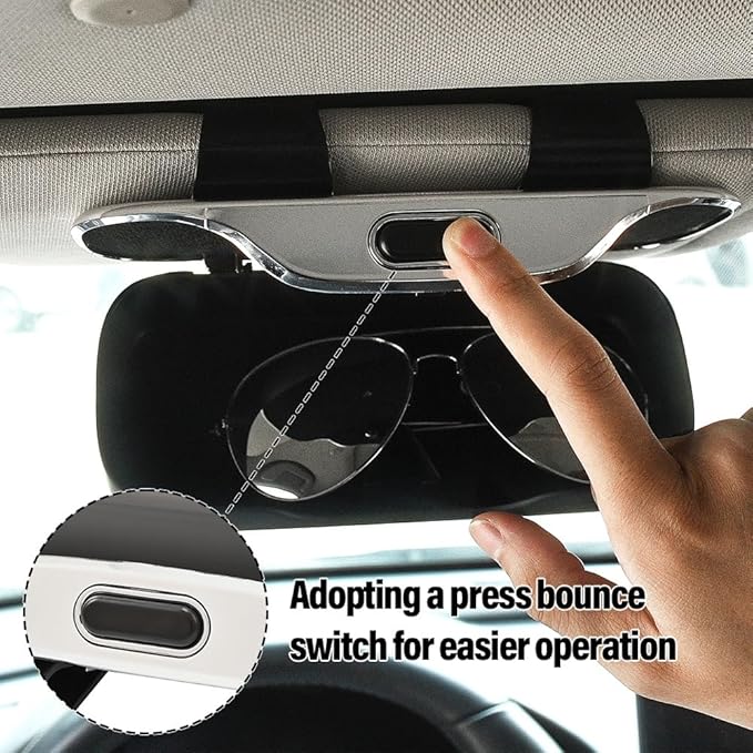 Sunglasses Holder for Car Visor, PU Leather Glasses Case with Clips Magnetic Closure Eyeglasses Holder