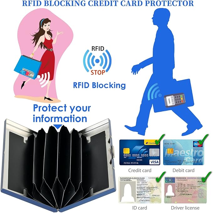 BONSYL® Credit Card Holder, RFID Blocking Slim Metal Credit Card Wallet, with Card Slots, for Women and Men. | RFID Blocking, Slim, 6 Card Slots