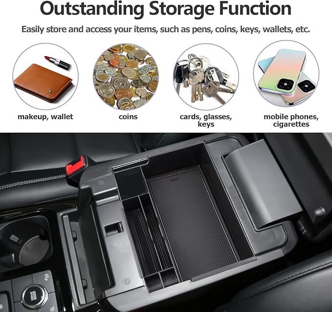 LUWU Ford Explorer Center Console Organizer 2020-2025 - Armrest Insert Tray (Black)