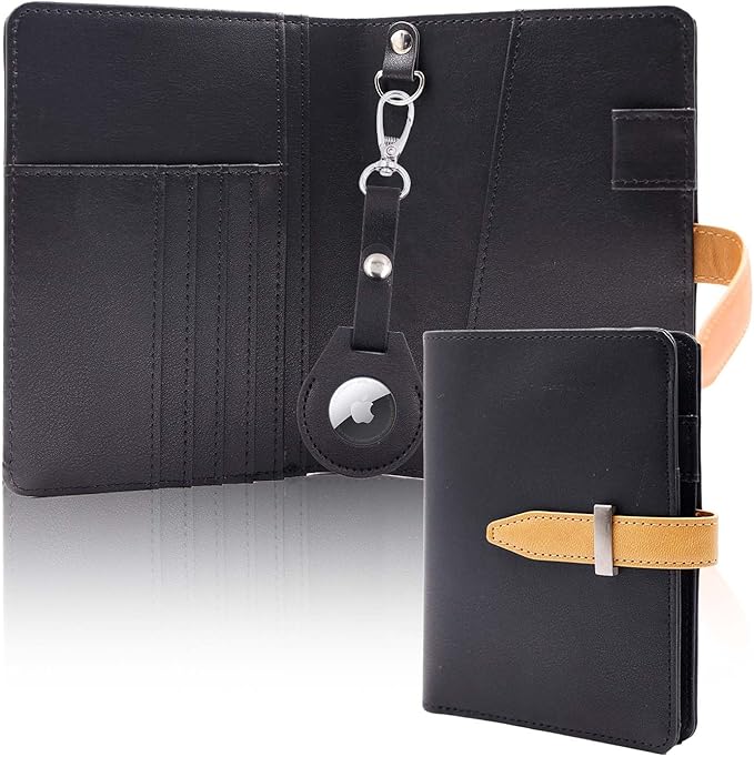 Passport wallets, Mulit-purpose RFID Blocking Passport Holder AirTag Wallet, Travel Wallet（Black）