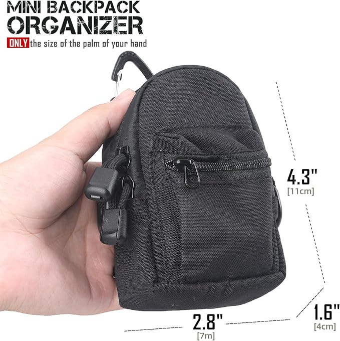 WYNEX Tactical Compact EDC Pouch, Utility Zipper Pocket Organizer Pouches Small Pouch Accessories Mini Coin Purse Keychain Wallet for Men