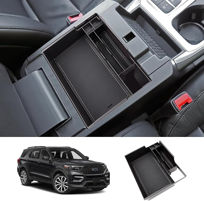 LUWU Ford Explorer Center Console Organizer 2020-2025 - Armrest Insert Tray (Black)