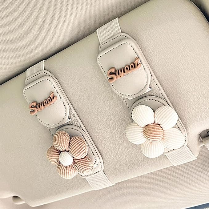 UNICOLD Magnetic Sunglasses Holder for Sun Visor, Double Position Genuine Leather Eyeglass Clip, Car Organizer