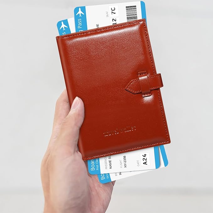 Passport Holder for Travel Essentials, Passport Wallet Cover Card holder Case for Travel Must Haves Accessories, Passport Book Holders for Women and Men, Dark Brown