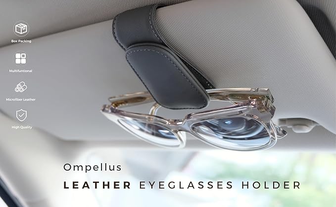 Magnetic Leather Sunglass Holder, Eyeglass Hanger Clip for Car Sun Visor, Suitable for Different Size Eyeglasses (Blue, 1 Pack)