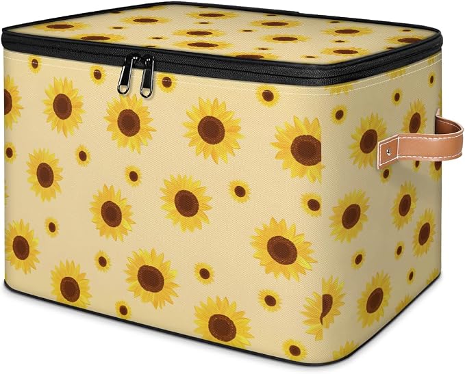 Flower Storage Basket for Bedroom Kitchen Bathroom Storage Bins with Lids Collapsible Toy Cube Storage Organizer for Kid Teen Women Men