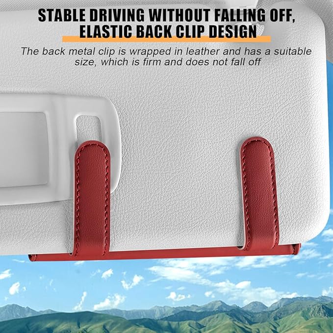 Osilly Car Sunglasses Holder, Sun Visor Eyeglasses Protective Storage Case with Hidden Magnetic Closure (Wine Red)