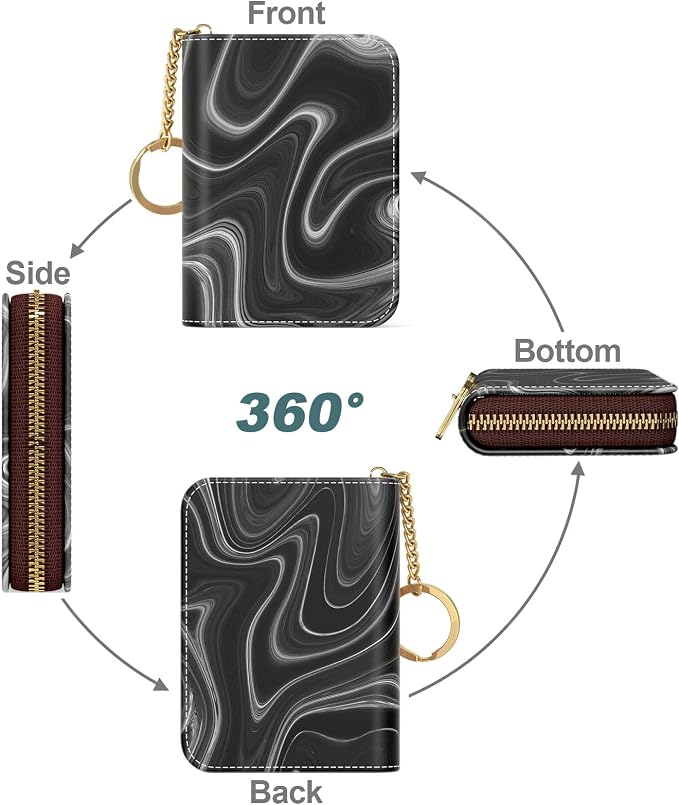 Nipichsha Women's RFID Blocking Small Leather Card Wallet, Abstract Contour, 4.33 x 3.15 in