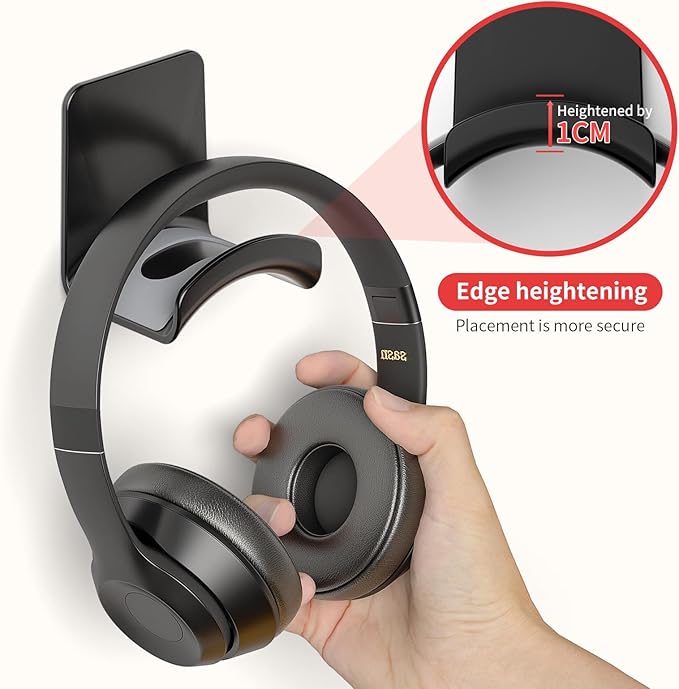 2 Pcs Headphone Stand Wall Mount Mini Headphone Hook Holder with Strong Adhesive Headset Stand Headset Holde (ZY88 wall Mount 2pcs)