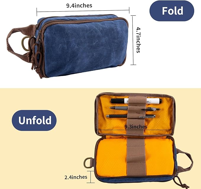 Multipurpose EDC Pouch Pen Case, Waxed Canvas EDC Bag, Small Tool Bag Pen Pouch, Water Resistant EDC Pocket Organizer, Mini Canvas Pouch for Motorcycle, Bike, EDC, Pen, Pencil, Travel