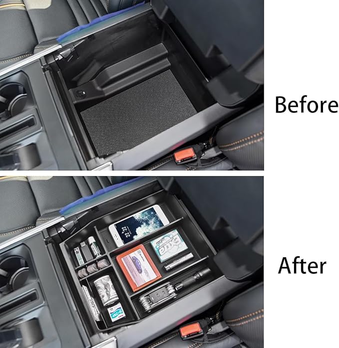 Keptrim for 2021 2022 2023 2024 2025 Ford F-150 Center Console Organizer Tray Interior Insert Storage Box, 1set