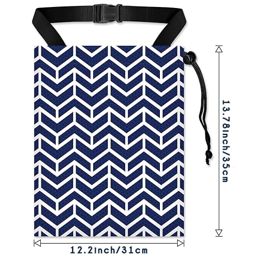 Car Trash Bag Hanging Back of Seat with Adjustable Snap Buckle Strap Cute Printed Drawstring Garbage Bags for Car-Blue White