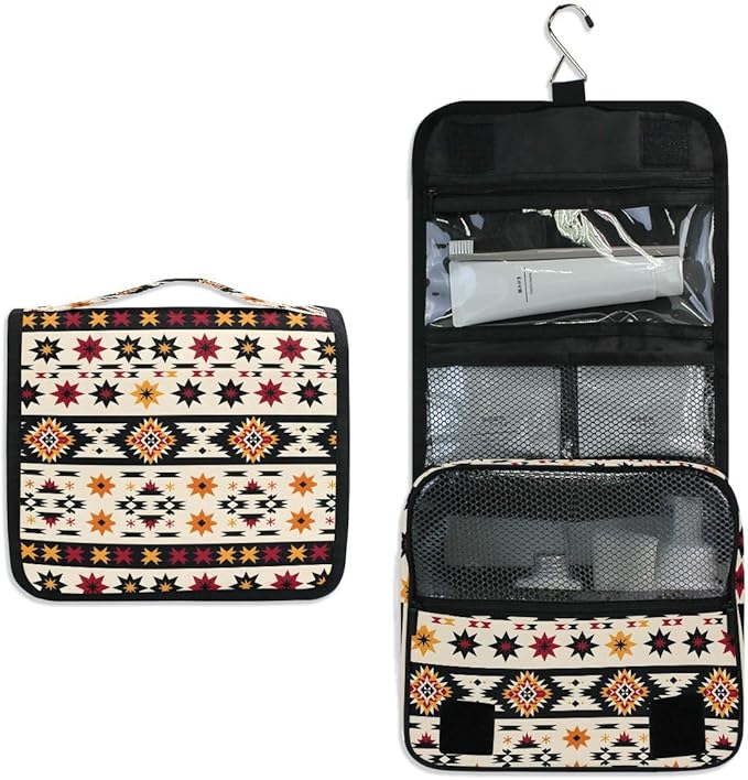 Hanging Travel Toiletry Bag Aztc Western Indian Kit Makeup Case Cosmetics Organizer for Men Women